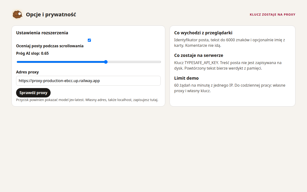 Extension options: threshold and Demo, BYOK, or Pro mode